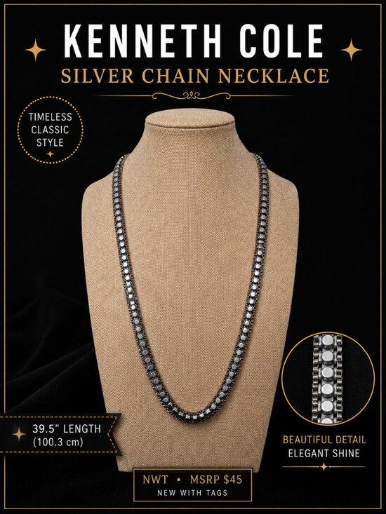 Kenneth Cole Jewelry - Kenneth Cole Silver-Tone Long Chain Necklace NWT 39.5" MSRP $45